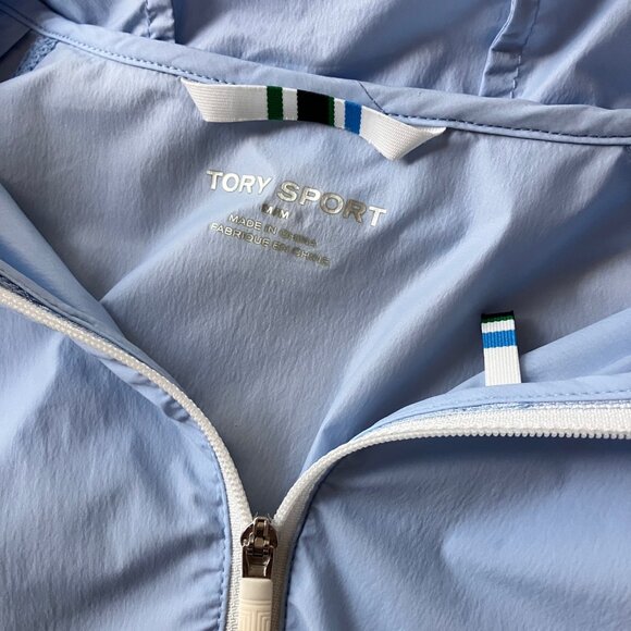 Tory Sport Blue Nylon Packable Performance Jacket Size M Ice Flow - Picture 5 of 16